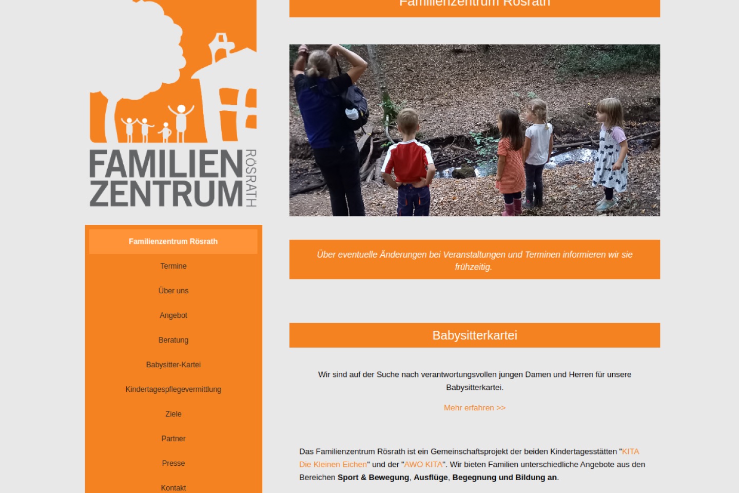 Website-Vorschau des Familienzentrums Rösrath
